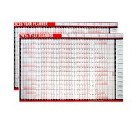 2025 Wall Planner A1 x 2 Pack with Pen & Adhesive Dots, 88cm x 58cm Laminated Unmounted Wall Calendar 2025 UK Annual Organiser Chart Ideal Full Year Planner for Home, Business, Office, School