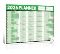 2026 Wall Planner Calendar A1 (84.1x59.4cm) - Large Laminated Year Planner with Stickers, for Office Home School Academic & Business Planning, Green, Weekday Highlight