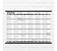 2026 Wall Planner Calendar, Black and White, 12-Month Annual Organizer with Bank Holidays, 65x13mm Cell Size