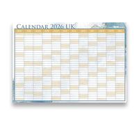 2026 Wall Planner Calendar UK - Blue & Gold Marble - A1 A2 XL - Portrait & Landscape - Holidays Marked (Marble Landscape, Bigger than A1 (863mm x 610mm))