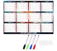 2026 Wall Planner Jan To Dec Full Year, 2026 Wall Calendar laminated Erasable With 4 Colored Marker 85 X 62cm, Double Sided Portrait & Landscape, Year Planner For Student Family School Office (Star)