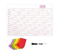 2026 Wall Planner - Large Wall Calendar 2026 | Extra Large Full Year Planner Calendar with 100 Labels & Marker | 12 Month 365 Daily Plan Chart for Home Classroom Big Goals (Pink)