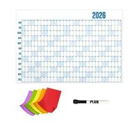 2026 Wall Planner - Large Wall Calendar 2026 | Extra Large Full Year Planner Calendar with 100 Labels & Marker | 12 Month 365 Daily Plan Chart for Home Classroom Big Goals (Blue)