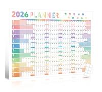 2026 Wall Planner - Yearly Wall Calendar A1 (84.1 x 59.4cm) - Large Laminated Schedule Planner with 8 Stickers, Home Office School Organiser, Left-Right Color Split, Pastel