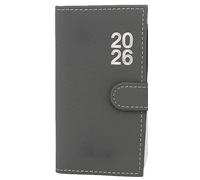 2026 Week To View Premium Padded Slim Pocket Diary Stud Close Diary With Pen (Grey)