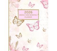 2026 Weekly And Monthly Planner, Sunday Start: Beautiful Butterflies, Personal Organiser, Includes Yearly Overviews, Monthly Calendars, Weekly Spreads with Goal Tracking