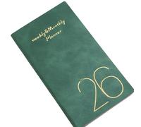 2026 Weekly Monthly Planner Notebook Softcover Leather Academic Planner 120 Pages Lined Dated for Scheduling 3.7x6.9Inch Weekly Schedule Notebook