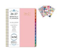 2026 Weekly Planner from Jan to Dec Twin Wire Binding Academic with 144 Pages Dated Colored Monthly Labels Weekly Notebook with Creative Sticker