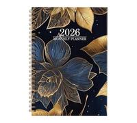 2026 Weekly Planner, Large Spaces for Smooth Writing, Monthly Diary Floral Calendar 2026, For School and University Use Teachers Students Office Work Appointment
