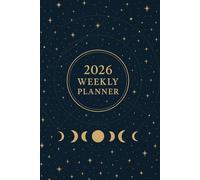 2026 Weekly Planner: Monthly Calendars, Notes, and Simple Weekly Reflections | Dark Blue Star Pattern Cover