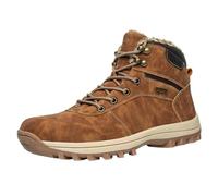 2026 Wide Fit Men Leisure Cold Season Padded High Top Walking Boots Hiking Easy On Block Heel Country Walk City Chelsea Leather Waterproof Slip Resistant (8) Brown