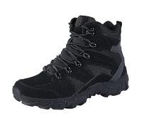 2026 Wide Fit Men Shoes Climbing Hiking Thick Chukka Boots Suede Leather Rainy Days City Walking Western Cowboy Pull On Block Heel (13) Black