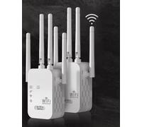2026 WiFi Extender Booster, 4 Powerful Antennas Covers 5500 Sq.Ft and 50 Devices, Internet Extender - with Dual Ethernet Ports, Quick Setup, Home Wireless Signal Booster, UK Plug (White)