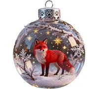 2026 Wildlife Wonders Collection Crystal Glass Ornament,2.75" Handcrafted Vivid 3D Animal Christmas Decoration,Luxury Winter Tree Decor Sparkling Star Accent,for Tree&Tabletop Décor Gifts (Fox)
