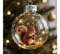 2026 Wildlife Wonders Collection Crystal Glass Ornament - 2.75in Crystal Ball Christmas Ornament, 3D Animal Christmas Decoration, Luxury Winter Holiday Tree Decor for Xmas (Squirrel)
