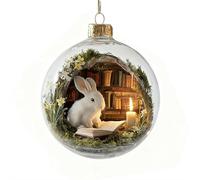 2026 Wildlife Wonders Collection Crystal Glass Ornament - 2.75in Crystal Ball Christmas Ornament, Handcrafted Vivid 2D Animal Christmas Glass Bauble Decoration,Gifts for women man (Rabbit)