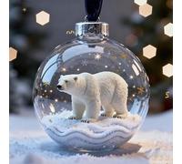 2026 Wildlife Wonders Collection Crystal Glass Ornament, 2.75in Handcrafted Animals Christmas Tree Ornaments,Animal 3D Glass Ball Decorations,For Christmas Tree & Room Decor (Bear)