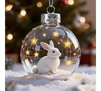 2026 Wildlife Wonders Collection Crystal Glass Ornament, 2.75in Handcrafted Animals Christmas Tree Ornaments,Animal 2D Glass Ball Decorations,For Christmas Tree Room Decor (Rabbit)