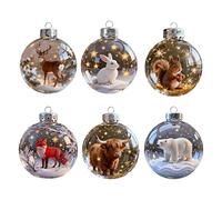 2026 Wildlife Wonders Collection Crystal Glass Ornament, 6PCS Glass Animal Globe Decoration Set, Clear Xmas Balls, for Interior Outdoor Home Holiday Décor & Gifts