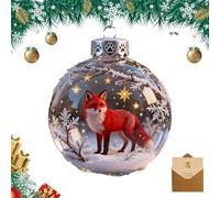 2026 Wildlife Wonders Collection Crystal Glass Ornament, Handcrafted 3D Animal Christmas Decoration, Sparkling Star Accents for Tree, Tabletop Holiday Décor(Red Fox)