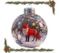 2026 Wildlife Wonders Collection Crystal Glass Ornament,Handcrafted Vivid 3D Animal Christmas Decoration Luxury Winter Holiday Tree Decor Gift Sparkling Star Accents Ball Woodland (Red Fox)