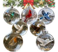 2026 Wildlife Wonders Collection Crystal Glass Ornament, Nature’S Birds Crystal Glass Ornament Set, Handcrafted Vivid 3D Animal Christmas Decoration, Winter Holiday Tree Décor & Gifts(7pcs)