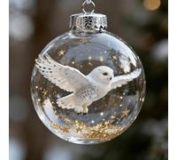 2026 Wildlife Wonders Collection Crystal Glass Ornament,Vivid 3D Animal Christmas Decoration,Clear Plastic Xmas Balls,Luxury Winter Holiday Tree Décor & Gifts, Sparkling Star Accents (Snow pigeon)