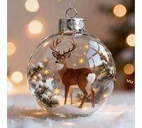 2026 Wildlife Wonders Collection Crystal Glass Ornament, Vivid 3D Animal Glass Bauble Christmas Decoration, Squirrel Ornament Winter Holiday Tree Décor & Gifts, Sparkling Star Accents (Deer)