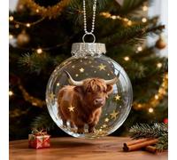 2026 Wildlife Wonders Collection Ornament, Highland Cow Christmas Tree Decorations, Glass Baubles Christmas Decorations for Xmas Tree Memorial Gifts, For Room Decor, Clear Plastic Christmas Balls