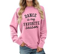 2026 Winter Just A Girl Who to Dance Sweatshirt, Women Casual Crewneck Pullover Tops Funny Dancing Lover Shirt Dancer (M) Pink