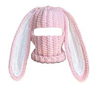 2026 Winter Rabbit Ear Hat Autumn and Neck Knitted (One Size) (2) Light Pink
