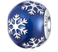 2026 Winter Snowflake Charms fit Pandora Christmas Bracelet, 925 Sterling Silver Blue Enamel Wintry Delight Round Beads, Gift for Xmas/Girlfriend/Wife/BFF/Niece