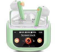 2026 Wireless Earbuds, Bluetooth 5.4 Headphones In Ear with Multifunctional Touch Screen, 48H HiFi Stereo Ear Buds with ANC/ENC Noise Cancelling/Transparency Mode, 5 EQ Modes, IPX7 Earphones Green