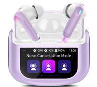 2026 Wireless Earbuds, Bluetooth 5.4 Headphones In Ear with Multifunctional Touch Screen, 48H HiFi Stereo Ear Buds with ANC/ENC Noise Cancelling/Transparency Mode, 5 EQ Modes, IPX7 Earphone Lilac