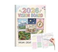 2026 Wishes Board Clip Art Book, 60 Pages Anunal Goal Planner Notebook, Special Sections for Disorganized People and Wish List(1pc)