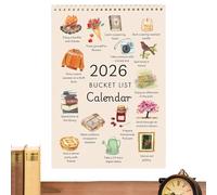 2026 Wishes List Calendar, 12-Month Motivational Goal Plan, Vertical Wall Calendar Featuring Inspirational Illustrations And A Slow-Living Aesthetic, Fun Monthly List Wall Decoration For Students Kids