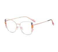 2026 Women Men Retro Cat-Eye Metal Glasses Frame | Fashion Clear Lens Spring Hinge Candy Color(Grau Orange Rosa)
