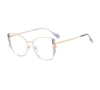 2026 Women Men Retro Cat-Eye Metal Glasses Frame | Fashion Clear Lens Spring Hinge Candy Color(Grau Rosa Blau)