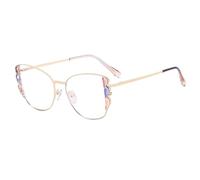 2026 Women Men Retro Cat-Eye Metal Glasses Frame | Fashion Clear Lens Spring Hinge Candy Color(Rosa-blauer Tee)
