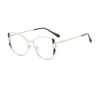 2026 Women Men Retro Cat-Eye Metal Glasses Frame | Fashion Clear Lens Spring Hinge Candy Color(Schwarz Klar)