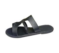 2026 Women Slippers Summer Europe And The United States Large Size One Line Tourist Beach Style Fashion Flat Sandals For (Black, 5)