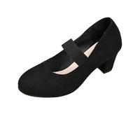 2026 Women Women's Velour Dirndl Shoes with Straps Heel Platform Heels Stilettos Faux Leather Block Date Night Interview Mary Jane Low Strap Closed Toe (2) Black