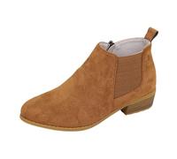 2026 Womens Ankle Boots 2024 Roman Retro Short Children's Autumn and Winter Large Size Medium Heel Thick Pointed Bare (Brown, 6.5)