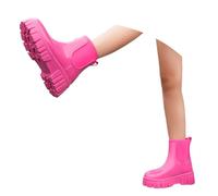2026 Womens Ankle Boots for Women, PVC Rubber Garden Short Platfrom Rain Boots, Slip Elastic Slip On Rainboots Shoes Yard Farm Outdoor Work (5) Hot Pink
