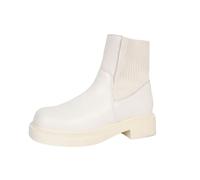 2026 Womens Ankle Boots Women's Mid Calf Retro Style with Comfortable Elastic Fit Casual and Work Suitable Classic Solid Design Versatile for Everyday Wear Stylish Outings (White, 4.5)