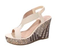 2026 Women's Big Yards Solid Color Fish Mouth Slope With Thick Bottom Sandals Europe And The United States Fashion Platform Beach Sandals