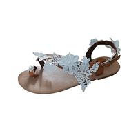 2026 Women's Bohemian Rhinestone Pearl Sandals, Clip Toe Ring Ankle Strap Flat Sandals, Comfort Slip On Bling Flip Flops, Dressy Wedding Bridal Shoes for Summer Beach & Daily Wear