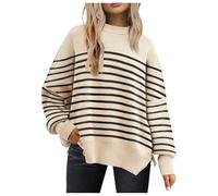 2026 Women's Crewneck Batwing Long Sleeve Sweaters 2024 Ladies Mock Neck Cashmere Blend Loose Fit Layering, Work Office Women Chunky Cable Knit Jumper Winter Warm (3) Beige