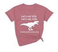 2026 Women's Fashion Modern Comfortable Crew Neck T-Shirt Dinosaur Print Women, red, M