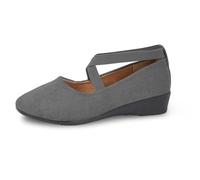 2026 Women's Fashion Solid Color Suede Elastic Casual Shoes A Slip On Temperament Comfortable (Grey, 6.5)